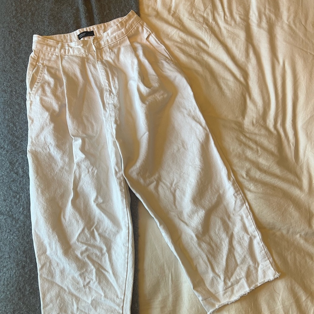 White balloon capri jeans - wide leg / straight leg jeans